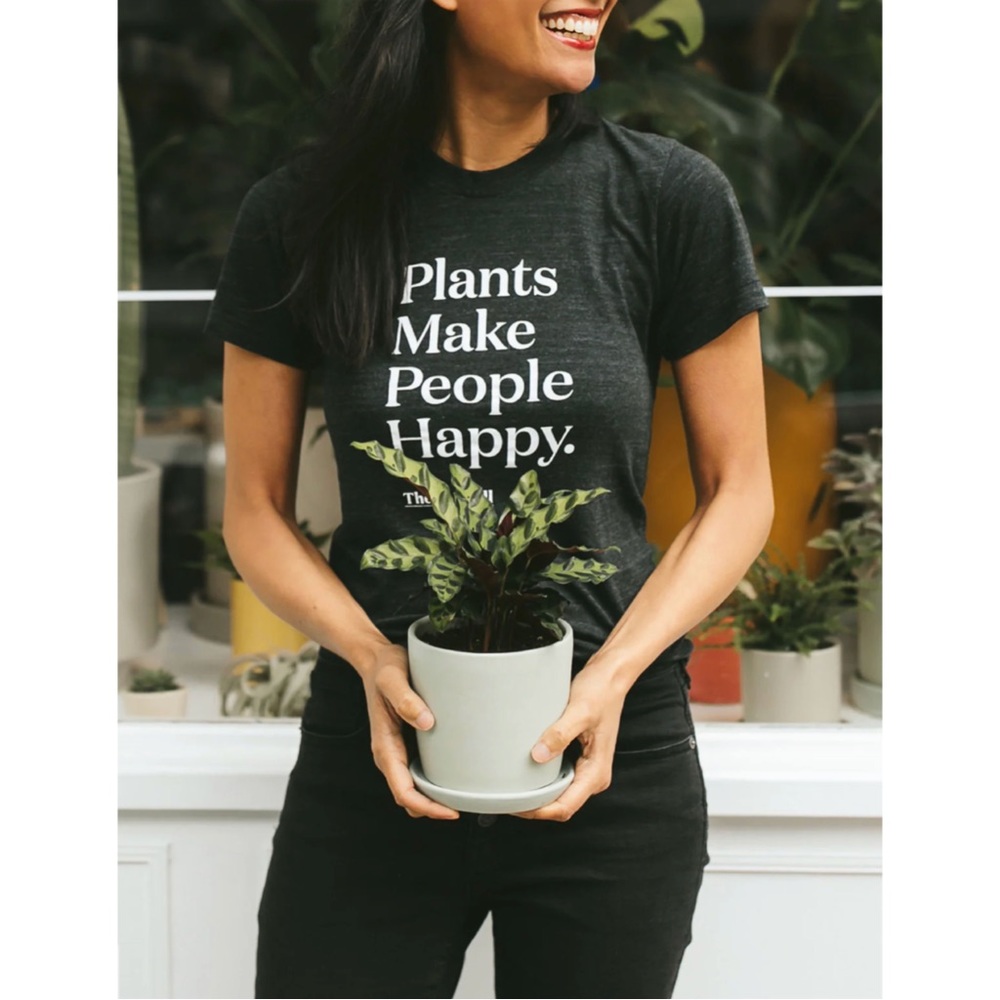 The Sill Plants Make People Happy Grey Tee Size Small American Apparel Grey